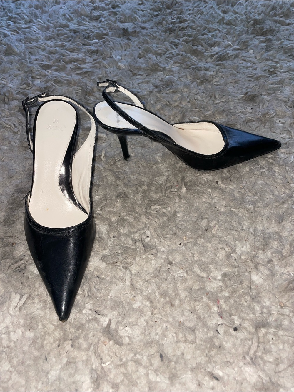 Zara Black Pointed Slingback Heels